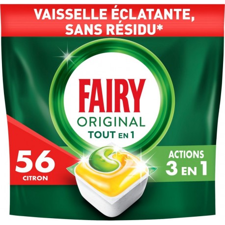 FAIRY Capsules Lave Vaisselle Citron pack de 56 capsules