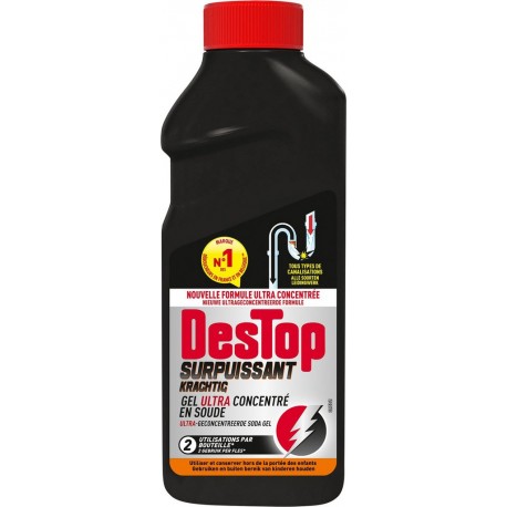 DESTOP Déboucheur Gel Super Puissant Concentré en Soude 500ml