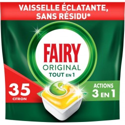 FAIRY Capsules Lave Vaisselle Tout en un au Citron le sacahet de 35 capsules