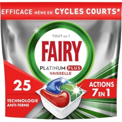 FAIRY Capsules Lave Vaisselle Tout en 1 Platinum plus Technologie Anti-Terne 25 capsules