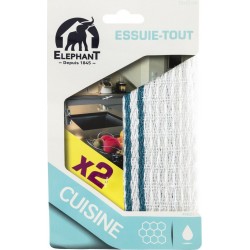 ELEPHANT Lavette cuisine 32x32cm LBD les 2 essuie tout