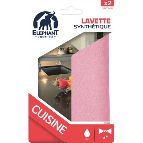 ELEPHANT Lavette synthétique cuisine 34 x 35cm LBD les 2 lavettes