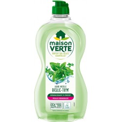 MAISON VERTE Liquide Vaisselle Hypoallergénique Basilic et Thym Dégraissant à Froid pour Peaux Sensibles 500ml