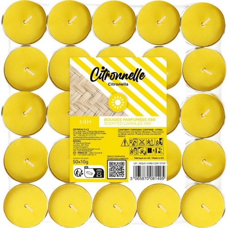 DEVINEAU Bougie Anti-moustiques 4h Chauffe-plats Citronnelle X50 lot de 50 chauffe plats