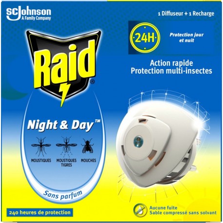 RAID Anti-Insecte Volants Diffuseur + Recharge Action Rapide Sans Parfum le diffuseur + recharge