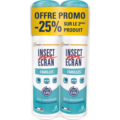 INSECT ECRAN Anti-Moustiques Familles Zones Tempérées et Europe les 2 flacons de 100ml