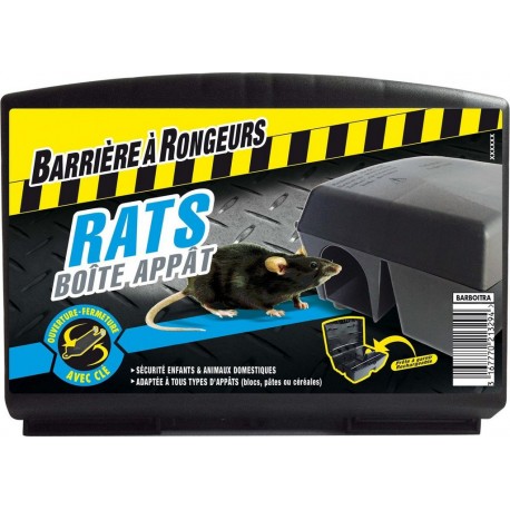 BARRIERE RONGEURS Anti rats boîte appât prête à garnir et rechargeable, clé incluse BARRIERE A RONGEURS la boîte d'appâtage + la