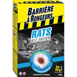 BARRIERE RONGEURS Anti rats appât céréales 150g BARRIERE A RONGEURS les 6 sachets de 25g