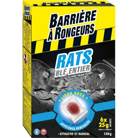 BARRIERE RONGEURS Anti rats appât céréales 150g BARRIERE A RONGEURS les 6 sachets de 25g