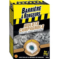 BARRIERE RONGEURS Anti rats et souris mulots campagnols appât sur avoine décortiquée 150g BARRIERE A RONGEURS les 6 sachets de 2