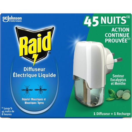 RAID Diffuseur Répulsif Moustiques à l'Eucalyptus & Menthe le diffuseur