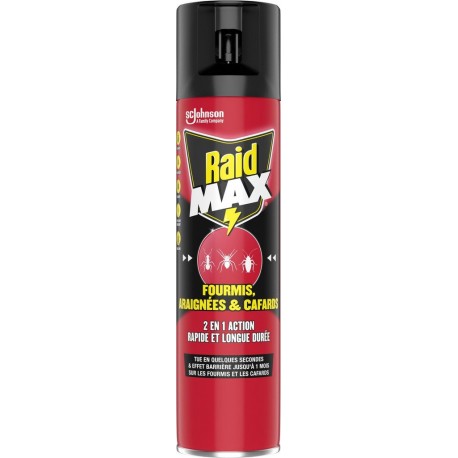 RAID Insecticide Aérosol 2en1 Fourmis Araignées et Cafards 400ml