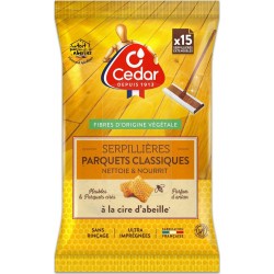 CEDAR Lingettes Serpillières Nettoyant Parquets Classiques à la Cire d'Abeille O' 15 lingettes