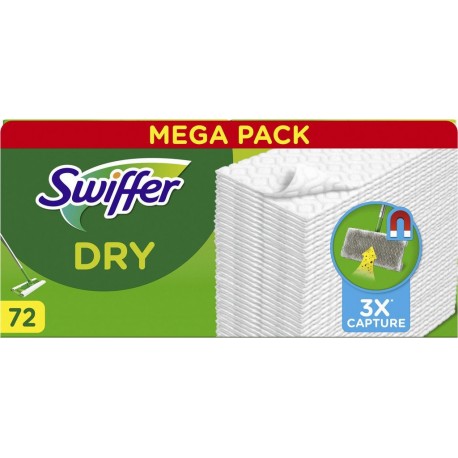 SWIFFER Recharge Lingettes Balai Dry Anti-Poussières 72 lingettes