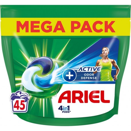 ARIEL Capsules Lessive Tout en 1 Détachant Active+ 45 capsules