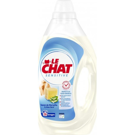 LE CHAT Lessive Liquide Sensitive au Savon de Marseille le bidon de 1.17L