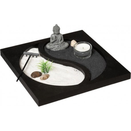 NC Jardin Zen Bouddha ying Yang 23cm Noir