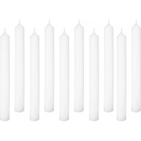 Lot De 10 Bougies Bâtons basic 25cm Blanc