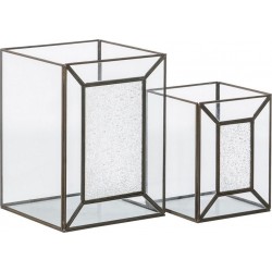 NC Bougeoir Verre Doré Métal 22 X 22 X 29 Cm (2 Unités)