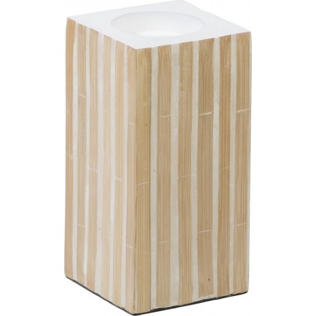 NC Bougeoir Beige Bambou Bois Mdf 10,5 X 10,5 X 21 Cm