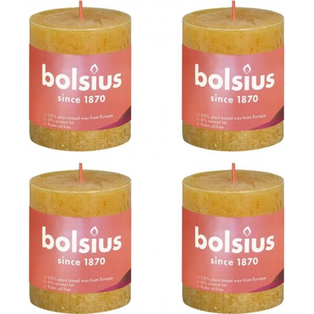 NC Bougies Pilier Rustiques 4 Pcs 80x68 Mm Jaune Nid D'abeilles Bolsius