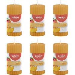 NC Bougies Parfumées Pilier Côtelées 6 Pcs 120x58 Mm Mangue Bolsius