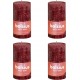 NC Bougies Pilier Rustiques Shine 4 Pcs 130x68 Mm Rouge Velours Bolsius