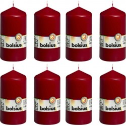 NC Bougies Pilier 8 Pcs 130x68 Mm Rouge Bordeaux Bolsius