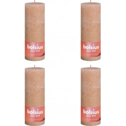 NC Bougies Pilier Rustiques Shine 4 Pcs 190x68 Mm Rose Brumeux Bolsius