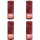 NC Bougies Pilier Rustiques Shine 4 Pcs 190x68 Mm Rouge Velours Bolsius