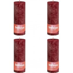 NC Bougies Pilier Rustiques Shine 4 Pcs 190x68 Mm Rouge Velours Bolsius