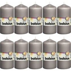 NC Bougies Pilier 10 Pcs 120x58 Mm Gris Chaud Bolsius