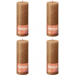 NC Bougies Pilier Rustiques Shine 4 Pcs 190x68 Mm Marron Épice Bolsius