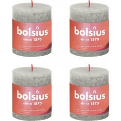 NC Bougies Pilier Rustiques Shine 4 Pcs 80x68 Mm Gris Sableux Bolsius