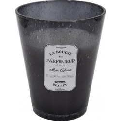 Bougie Parfumée En Verre Bullé Gris Foncé Senteur Musc Blanc H23cm