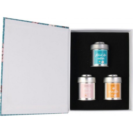 NC Coffret 3 Bougies Parfumées Métal Senteurs Vanille Fleur De Coton Et Nuage Sucré