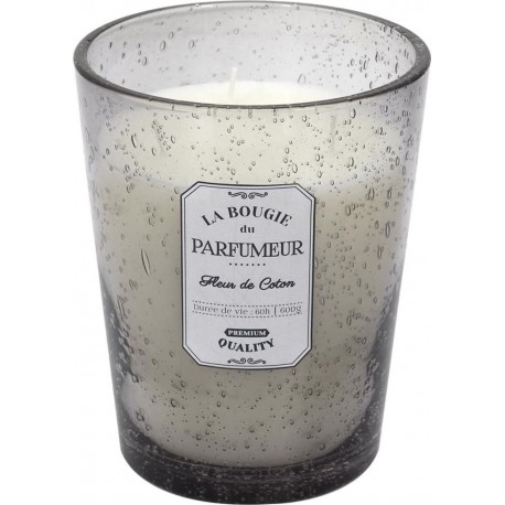 Clair Bougie Parfumée En Verre Bullé Gris Senteur Fleur De Coton H16cm