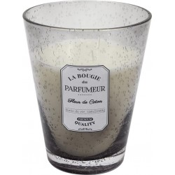 Clair Bougie Parfumée En Verre Bullé Gris Senteur Fleur De Coton H23cm