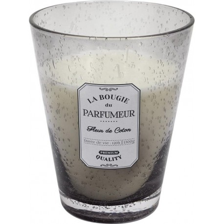 Clair Bougie Parfumée En Verre Bullé Gris Senteur Fleur De Coton H23cm