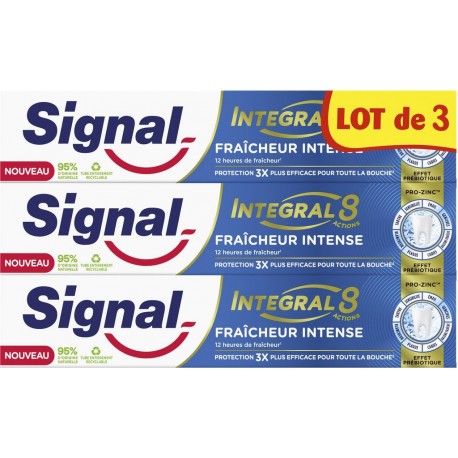 SIGNAL Dentifrice Integral 8 Fraîcheur Intense lot de 3 dentifrices de 75ml