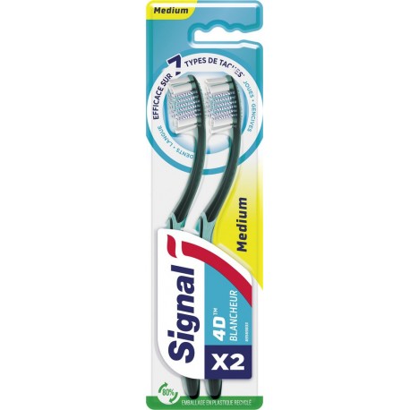 SIGNAL Brosse à Dents 4D Blancheur Medium les 2 brosses à dents