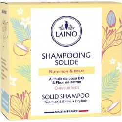 LAINO Shampoing Solide Nutrition & Éclat À L'Huile De Coco Bio & Fleur De Safran Pour Cheveux Secs le shampoing solide de 60g