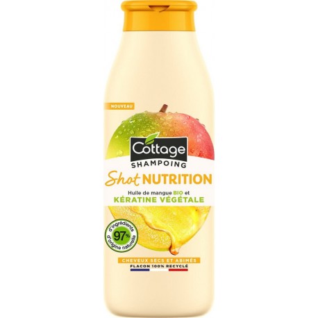 COTTAGE Shampoing Shot Nutrition Huile de Mangue Bio et Kératine Végétale 250ml