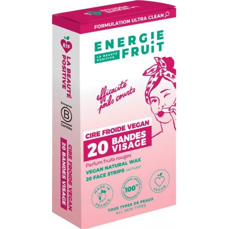 ENERGIE FRUIT Cire Froide Bandes Visage aux Fruits Rouges 20 bandes de cire