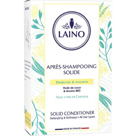 LAINO Après-Shampoing Solide Démêlage & Douceur À L'Huile De Coco & Avoine Bio Pour Tous Types De Cheveux l'après-shampoing soli