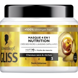 SCHWARZKOPF Soin cheveux Intense Masque 4en1 Réparation pour Cheveux Secs et Rêches GLISS 400ml