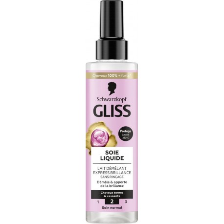 SCHWARZKOPF Soin cheveux Lait Démêlant Express Brillance Soie Liquide pour Cheveux Ternes et Cassants GLISS 200ml