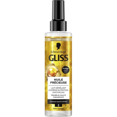 SCHWARZKOPF Soin cheveux Huile Précieuse Lait Démêlant Express Nutrition pour Cheveux Secs et Rêches GLISS 200ml