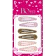 BO PARIS Barrette Cheveux Clic Clac Rose Et Brillant Marron les 6 barrettes