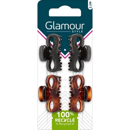 GLAMOUR Pinces à Cheveux Noire et Marron PARIS les 4 pinces